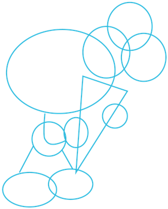 Then Draw A Small Circle For The Body Beneath It And - Line Art (500x500)