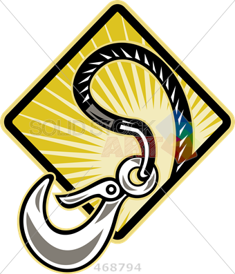 Stock Illustration Of Retro Cartoon Rendition Of Towing - Tow Hook Vector (340x397)