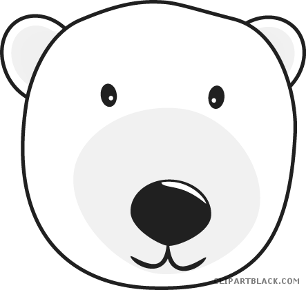 Polar Bear Animal Free Black White Clipart Images Clipartblack - Polar Bear Face Clip Art (443x421)