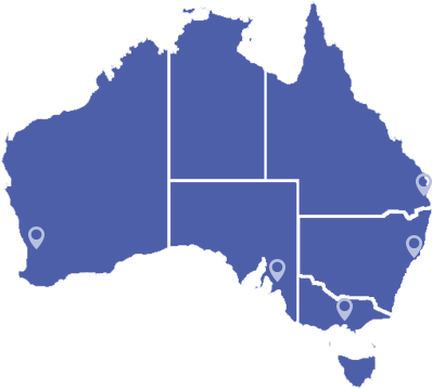 Track & Trace - Australia Map States Blue (421x362)