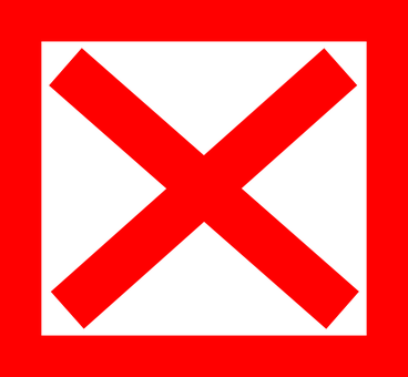 Cross X Red Square Delete Wrong Symbol Ico - Red X In A Box (368x340)