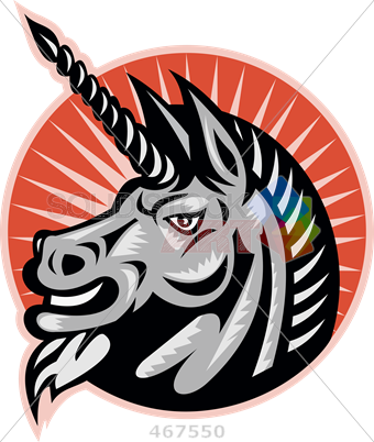 Stock Illustration Of Logo Unicorn Head Side View On - Unicorn Head On Logo (340x402)