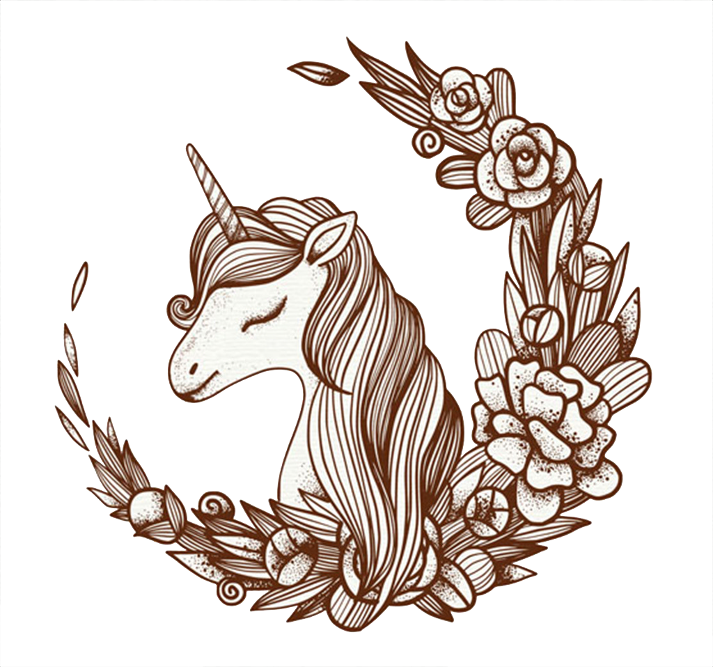 Marble Gold Weekly Monthly Planner With Inspirational - Pencil Sketch Of Unicorn (1024x958)