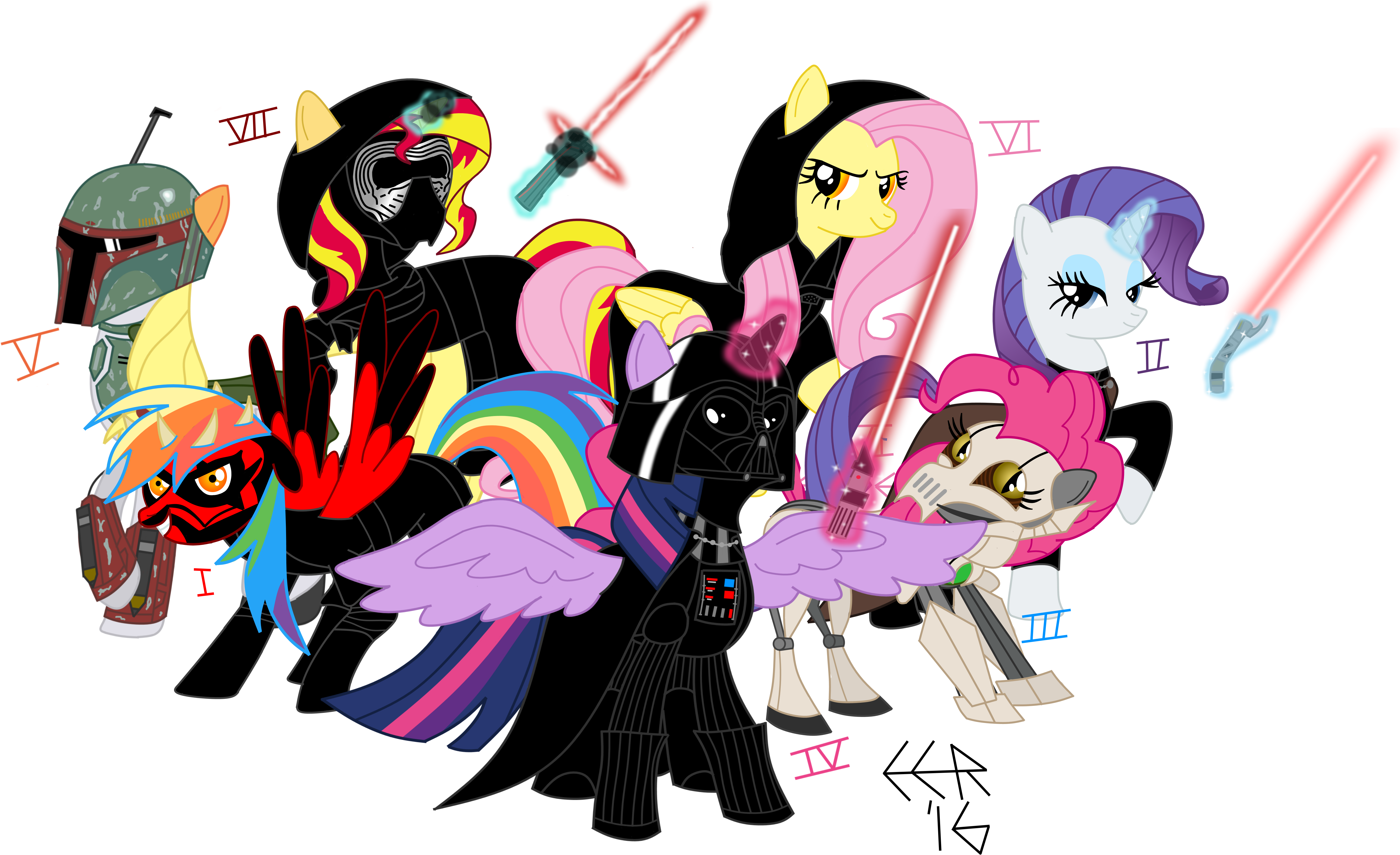 E E R, Boba Fett, Count Dooku, Crossover, Dark Side, - General Grievous Vs Kylo Ren (6241x4185)