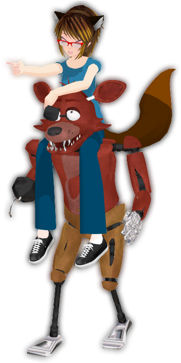 Five Nights At Freddy's 2 Digital Art Cosplay Drawing - People Riding Fnaf Foxy (427x720)