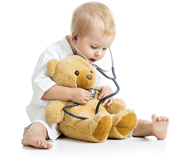 Child With Clothes Of Doctor And Teddy Bear Toy - Baby 411: Clear Answers & Smart Advice (378x328)