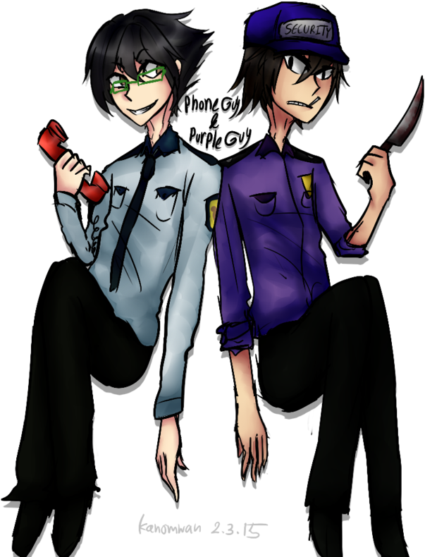 [fnaf] Phone Guy And Purple Guy By Kanomwanie - Fnaf 1 Phone Guy (1024x819)