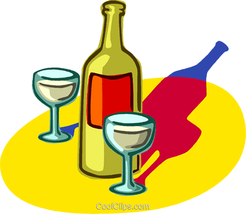 Bottle Of Wine With Wine Glasses Royalty Free Vector - Wine Cartoon (480x419)