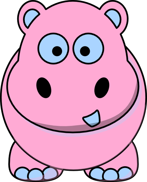 Pink And Blue Hippo Clip Art At Clker - Icon Hippo Png (486x600)