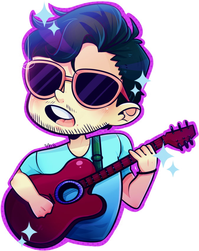 Man With No Shadow By Darkmagic-sweetheart - Chibi Playing Guitar (894x894)