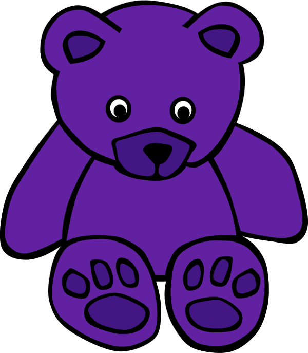 Large Simple Teddy Bear Clipart - Purple Teddy Bear Clipart (600x687)