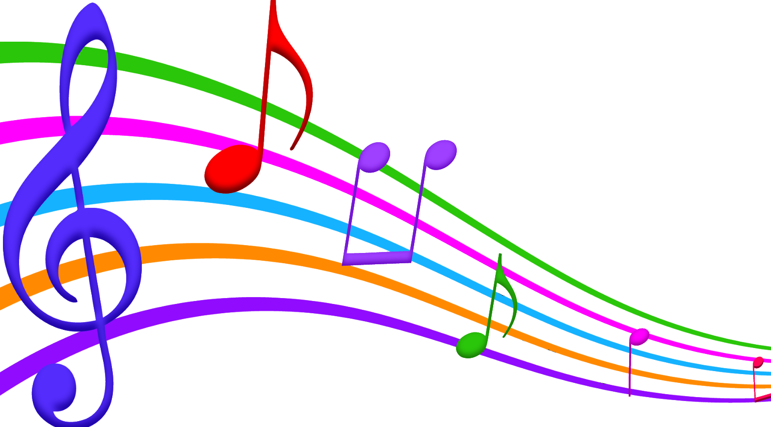 Musical Note Staff Color Clip Art - Color Music Notes Clipart Transparent (1571x871)