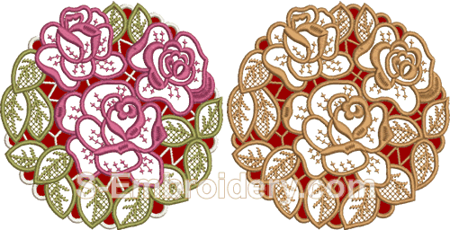 Cutwork Lace Roses Machine Embroidery Designs Set - Cutwork (500x256)