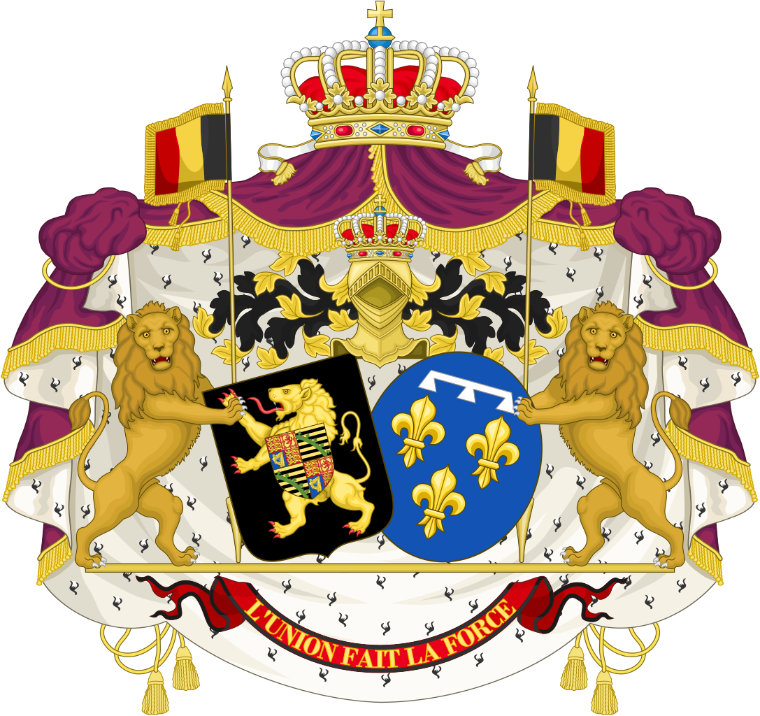 Alliance Coat Of Arms Of King Leopold I And Queen Louise - Autocollant Blason Voiture Sticker Belgique (1087x1024)
