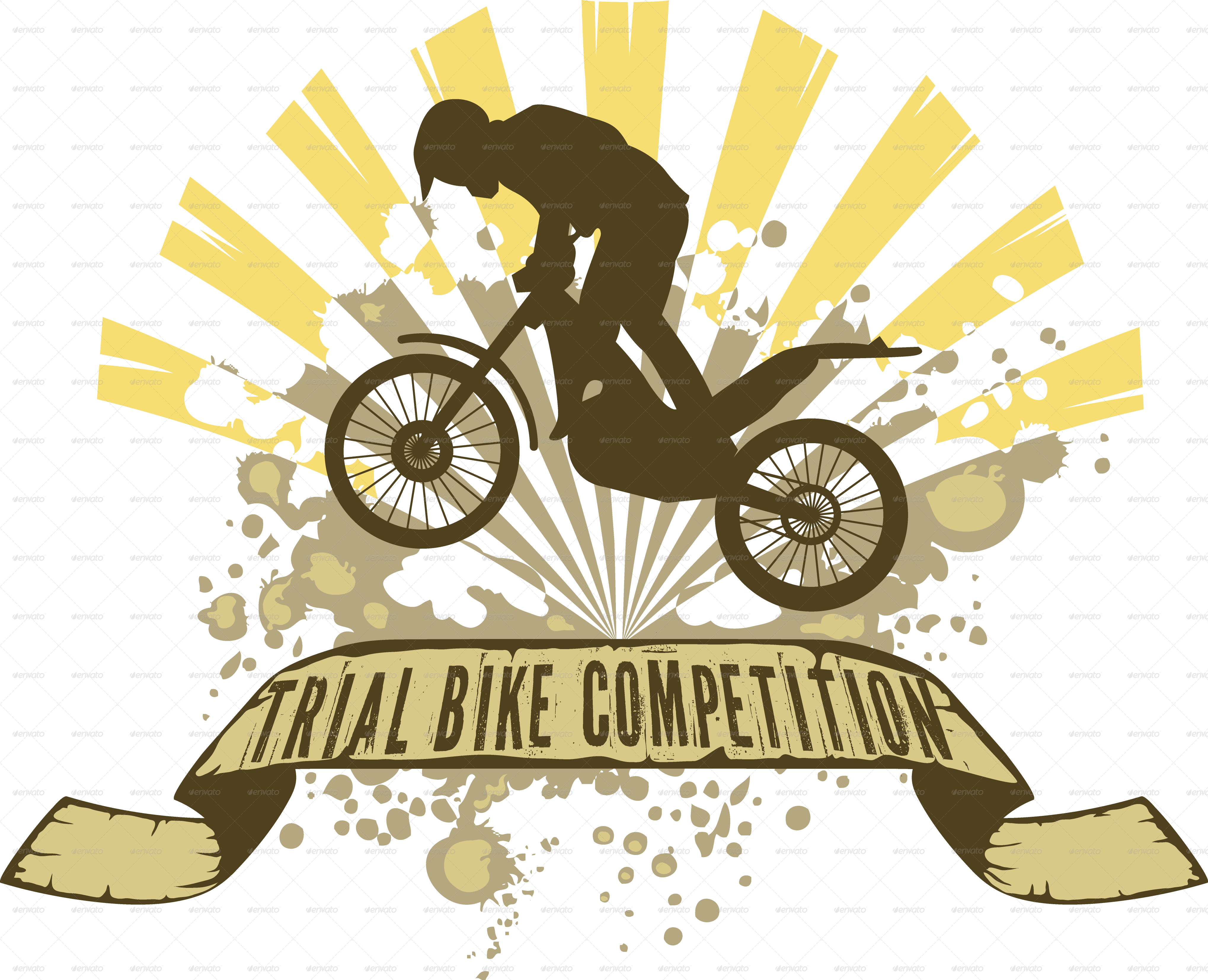 Trial Bike T-shirt Design - Illustration (4076x3308)