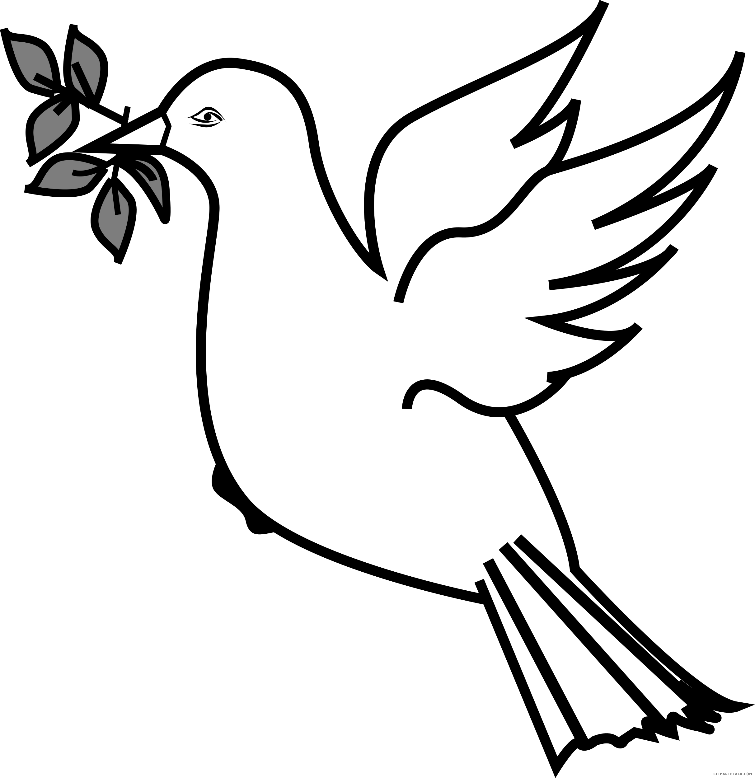 Dove Animal Free Black White Clipart Images Clipartblack - Dove With Olive Branch Clipart (2426x2500)