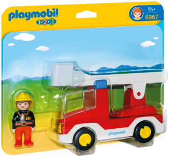 Playmobil 1 2 3 Ladder Unit Fire Truck - Playmobil 6967 1.2.3 Ladder Unit Fire Truck With Fireman (458x458)