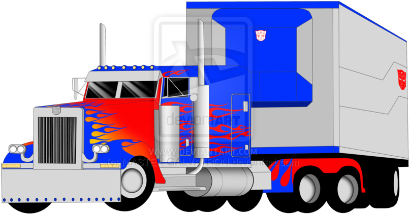 Free Transformers Prime Optimus Prime Truck Mode - Optimus Prime Truck With Trailer (900x530)