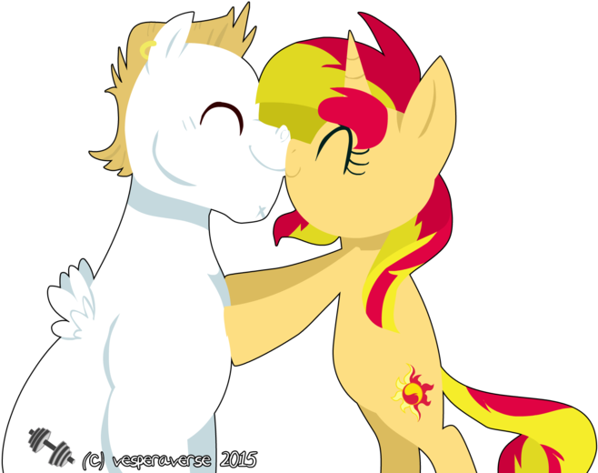 Cute, Female, Height Difference, Male, Noseboop, Pegasus, - Cartoon (700x600)