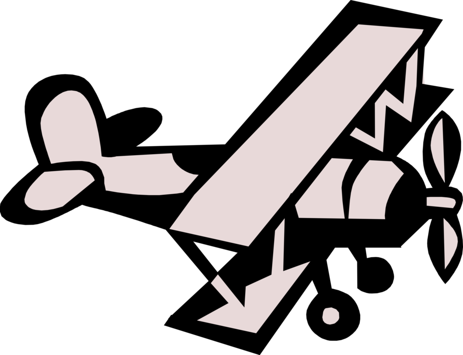 Vector Illustration Of Biplane Fixed-wing Aircraft - Vector Illustration Of Biplane Fixed-wing Aircraft (914x700)