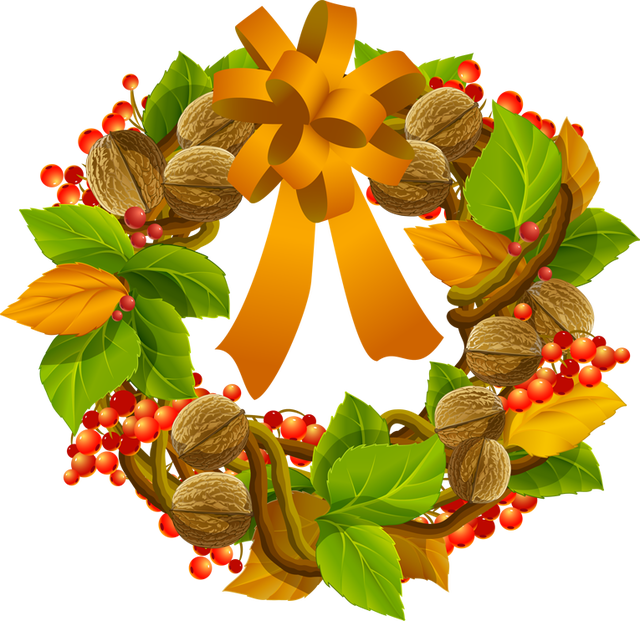 Autumn Clipart Nut - Thanksgiving Wreath Pic Clip Art (640x621)