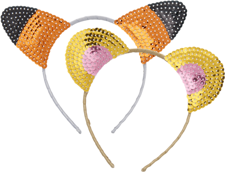 Hairband With Sequined Animal Ears By Rice Dk - Diadem Djur, Gul/rosa, Rice (1000x1000)