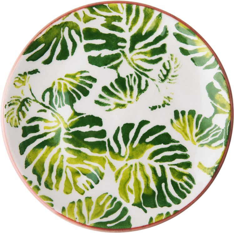 Ceramic Lunch Plate Tropic Leaf Print By Rice Dk - Assiettes Tropicales Porcelaine (1000x1000)