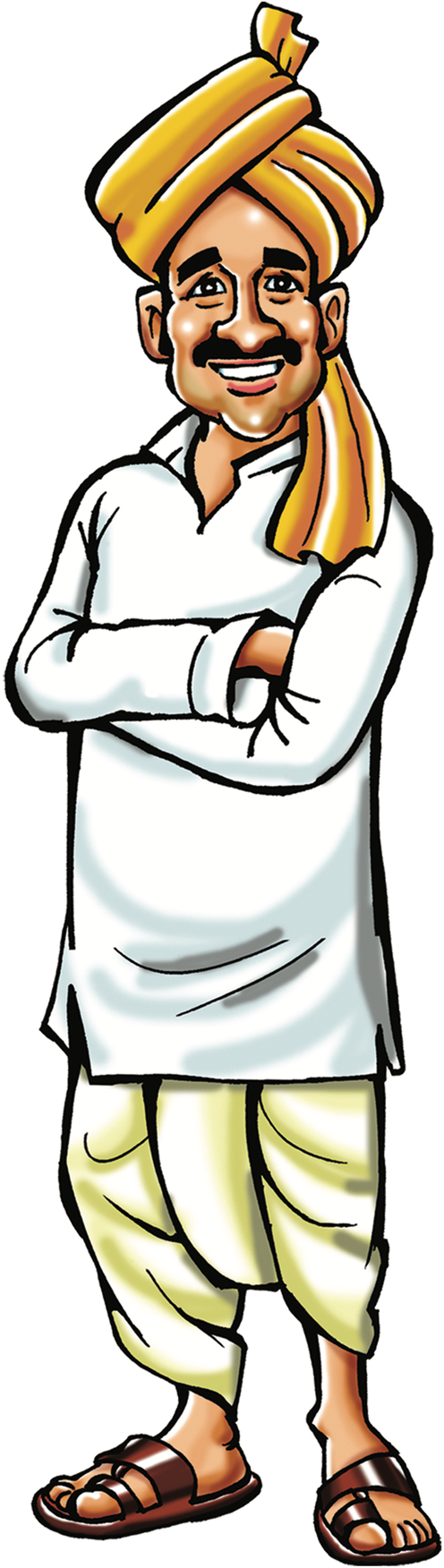 Indian Farmer Ploughing Clipart - Line Art (496x1752)