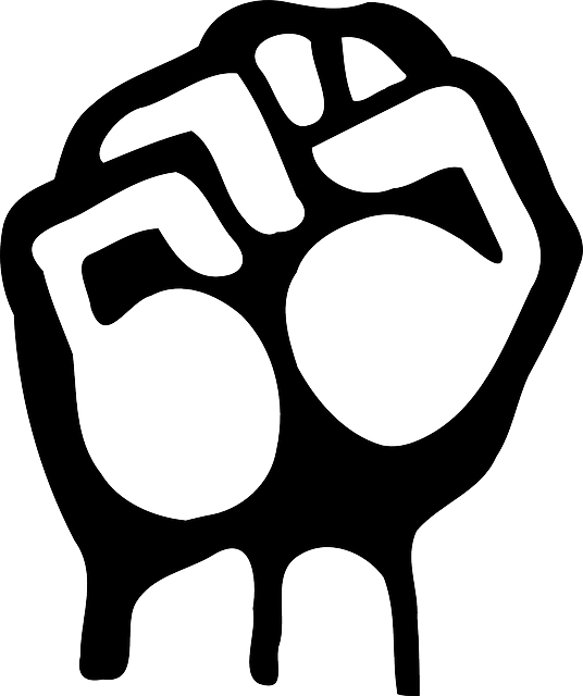 Right, Outline, Hand, Cartoon, Air, Power - Fist Clipart Png (536x640)
