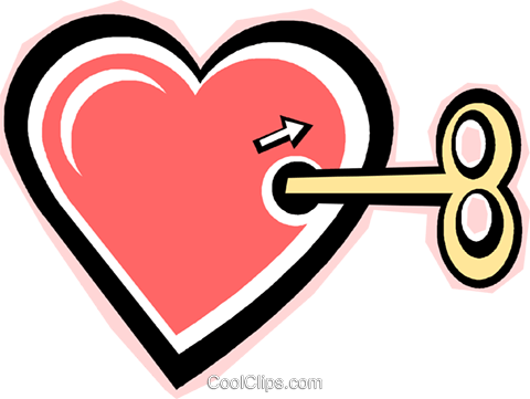 Wind Up Toy Heart Royalty Free Vector Clip Art Illustration - Heart Lock And Key (480x361)
