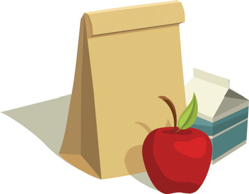 Milk Apples Clipart - Sack Lunch (512x399)