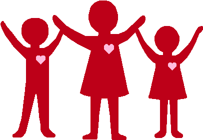 People Silhouettes With Pink Hearts And White Silhouette - Black And White Kindness Clipart (422x300)
