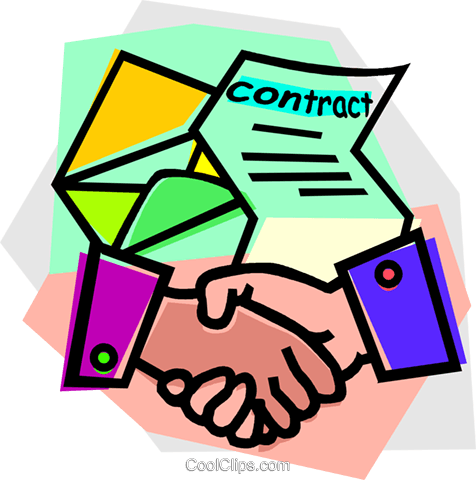 Handshake After Signing A Contract Royalty Free Vector - Contract Signing Clipart (476x480)