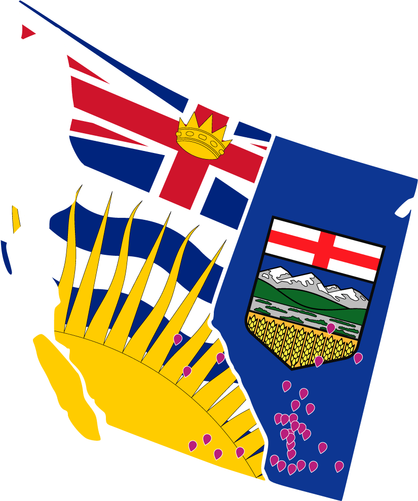 Ab Bc Pins Map - Alberta Canada Sticker Decal R824 - 5 Inch (1024x988)