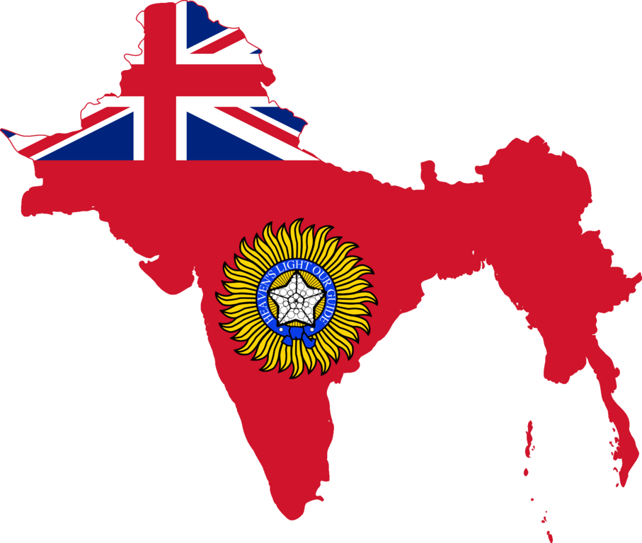 Flag Map Of British Raj - British Raj Flag Map (907x768)