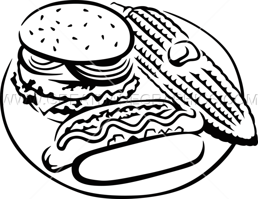 Burger Hotdog Corn - Printed T-shirt (825x636)