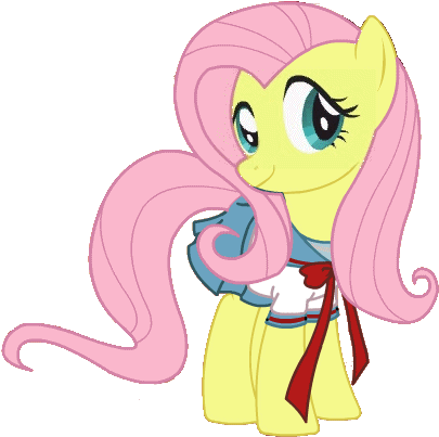 Fluttershy Schoolgirl Animation By Ake - Mlp School Uniform Base (420x416)