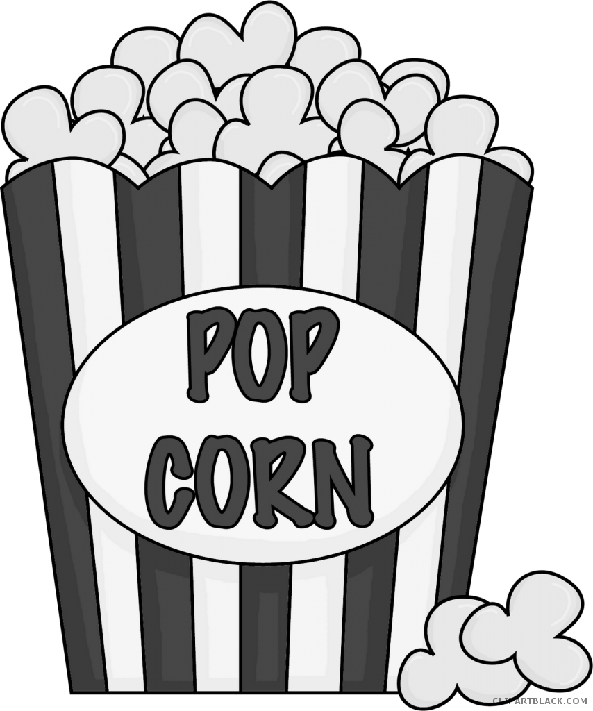 Movie And Popcorn Tools Free Black White Clipart Images - Popcorn Clipart (854x1024)