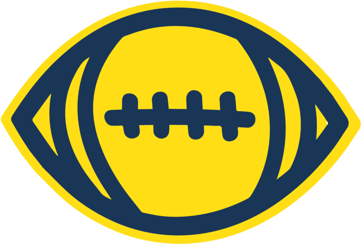 Navy & Yellow Football Die Cut Sticker - Die Cutting (800x612)