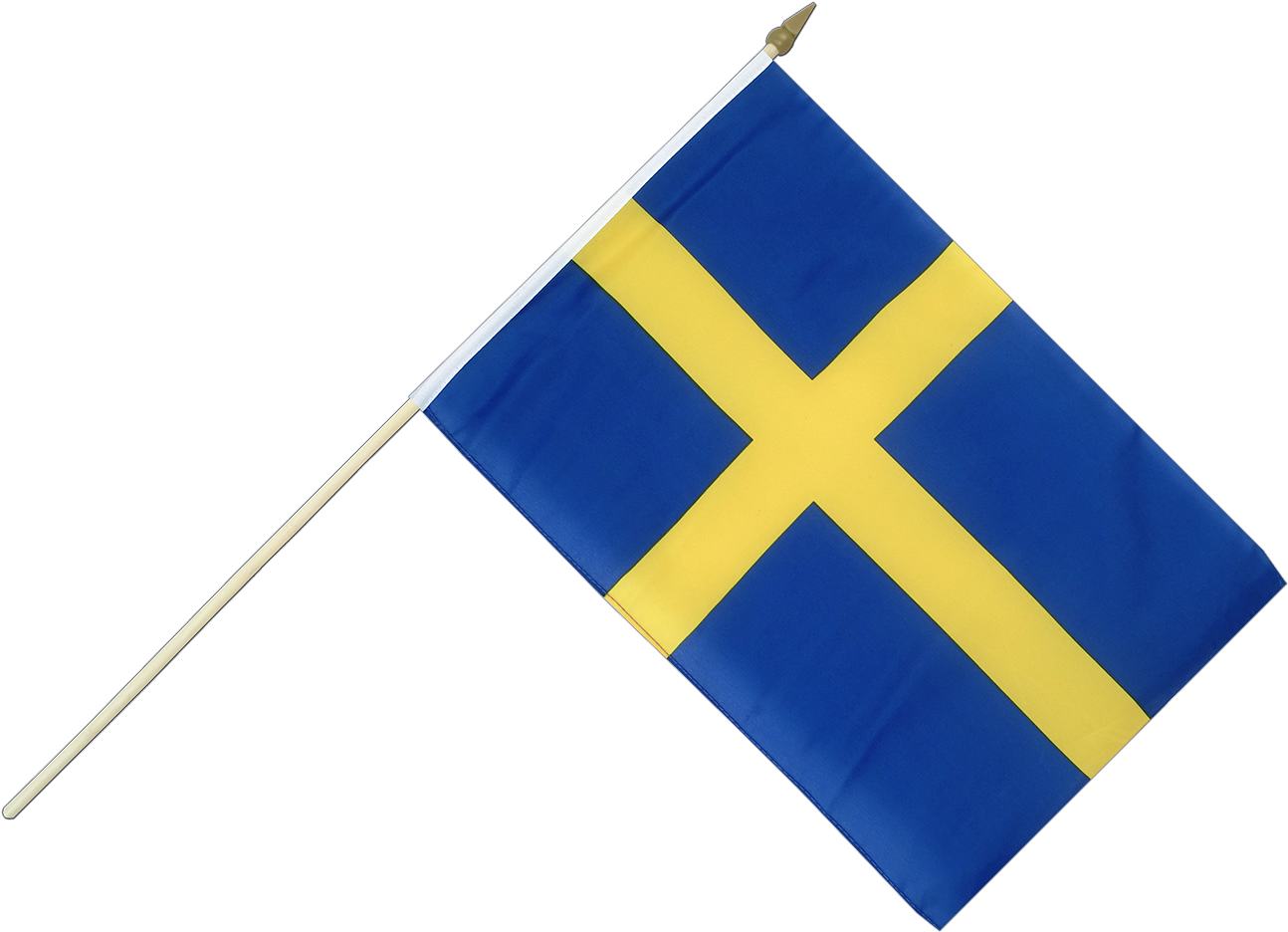 Hand Waving Flag 12x18" - Sweden Flag On Pole (1500x1260)