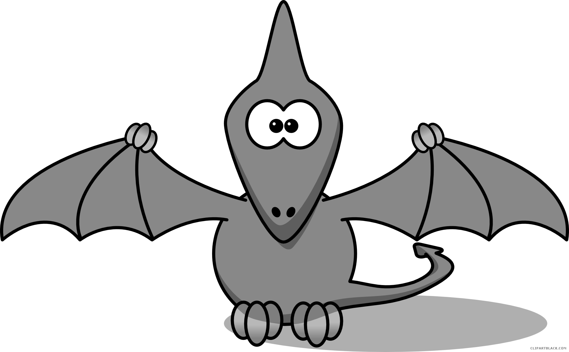 Flying Dinosaur Animal Free Black White Clipart Images - Cartoon Pterodactyl (1969x1220)