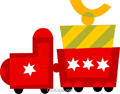 Toy Train Carrying A Present Royalty Free Vector Clip - Toy Train Carrying A Present Royalty Free Vector Clip (480x375)