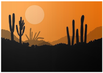 Desert Cactus Plants Wild Nature Landscape Illustration - Landscape (400x400)