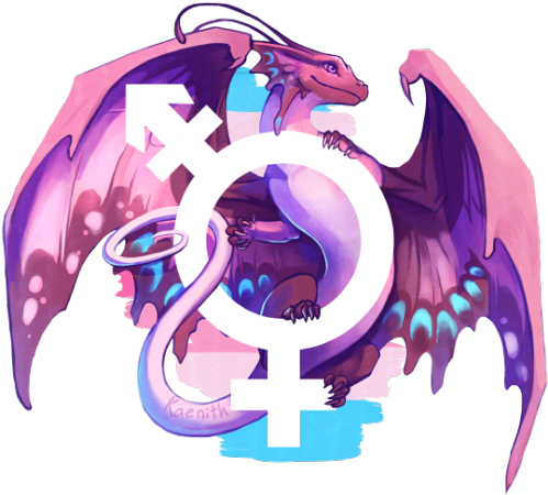 Trans Feminine - Transgender Pride Dragon (500x500)