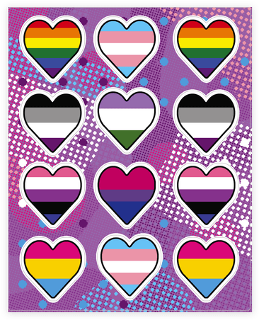 With This Heart Design Made From The Gay, Transgender, - Sexuality Pride Flag Sticker: Funny Gay Pride T-shirts (484x484)