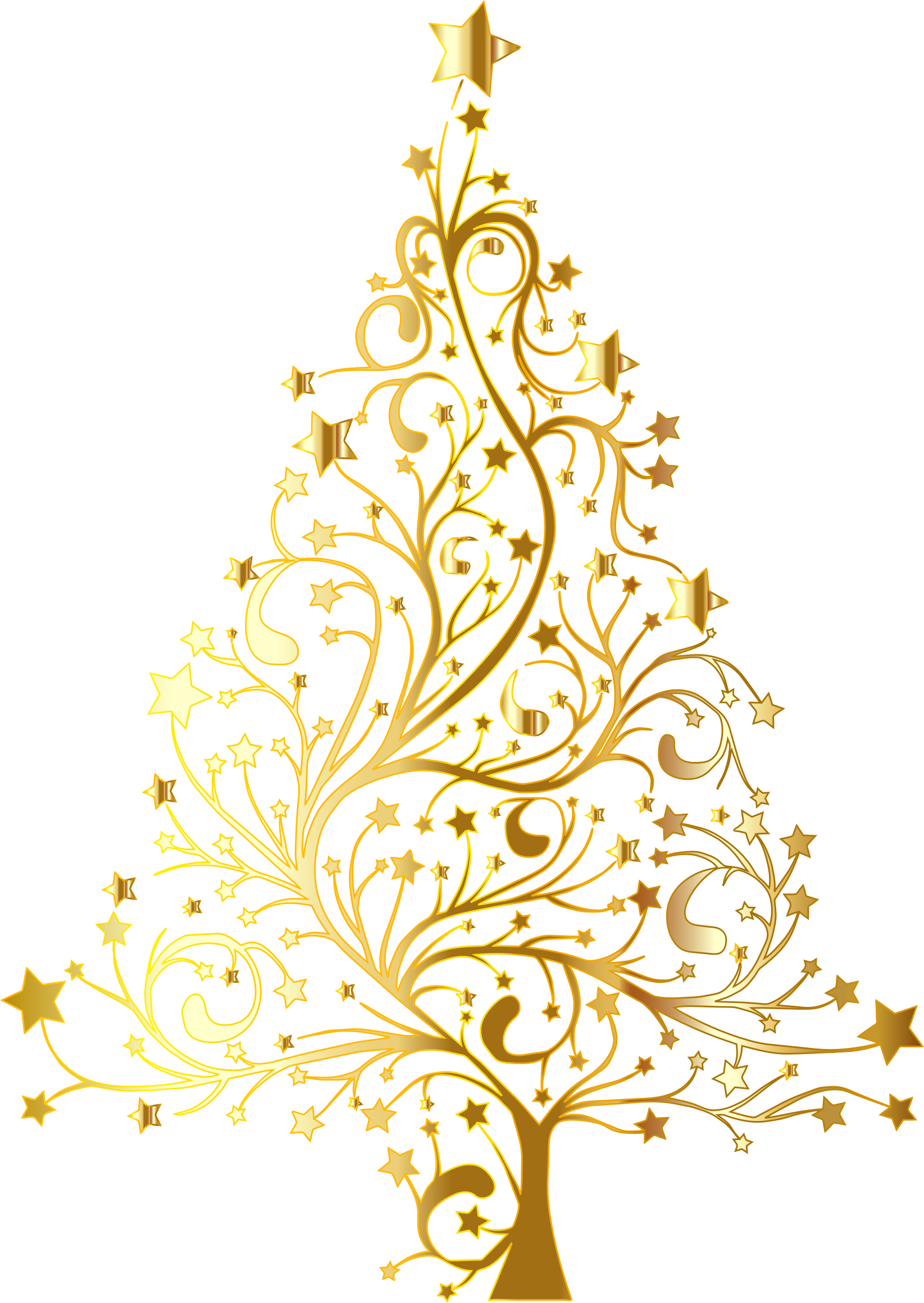 Yellow Clipart Christmas Tree - Gold Christmas Tree Vector (1645x2319)
