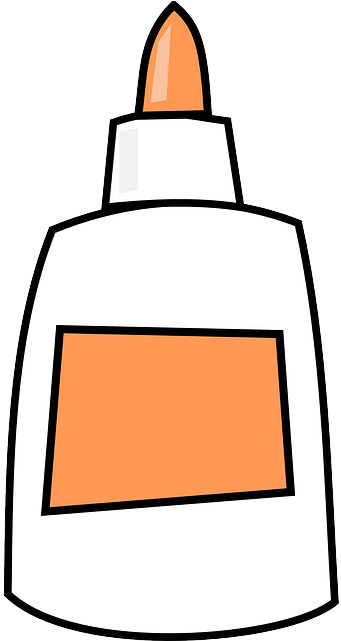 Black, Scissors, Stick, Bottle, White, Cartoon, Page - Glue Clipart (426x640)