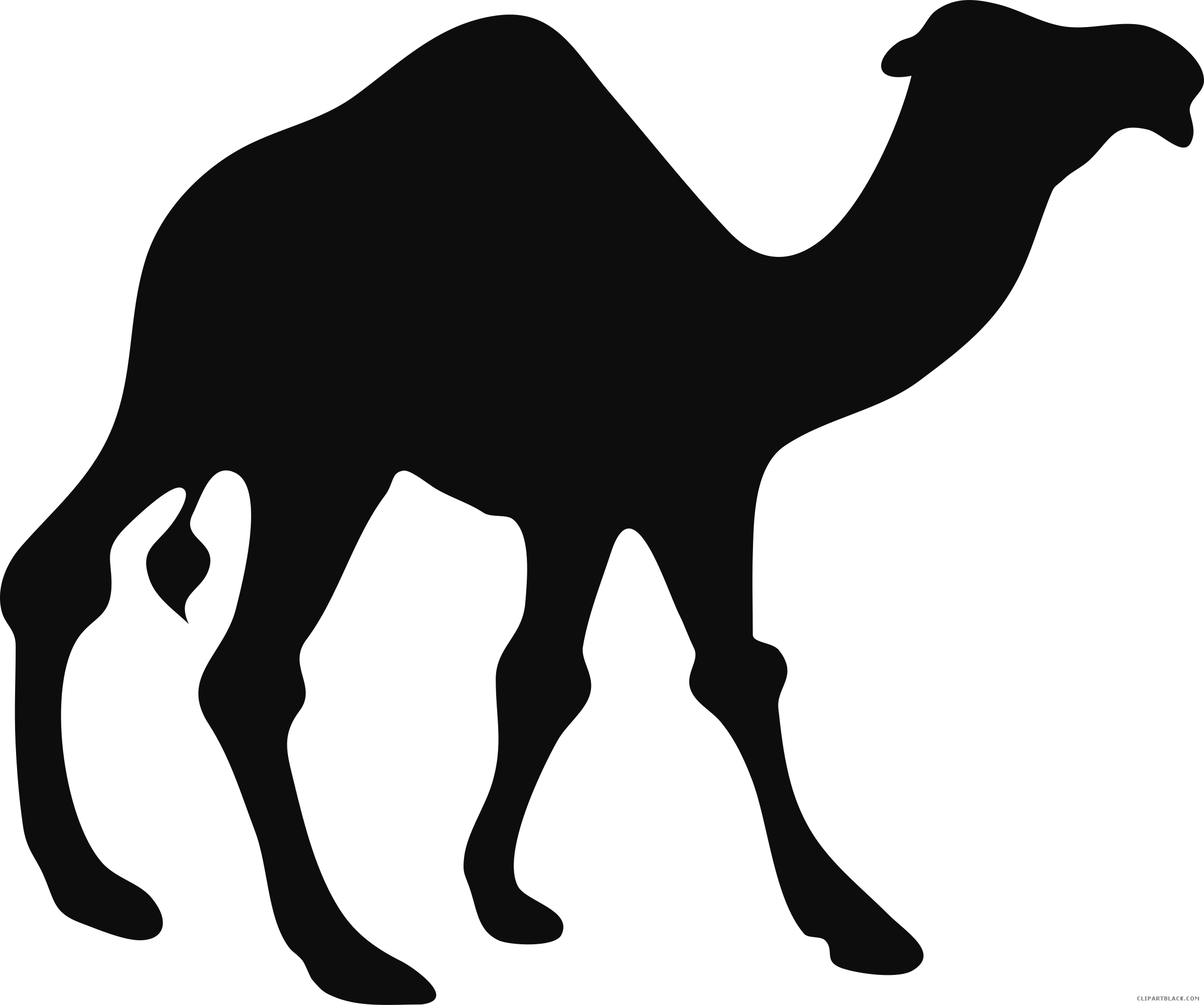 Black And White Camel Animal Free Black White Clipart - Camel Clipart (2400x2003)