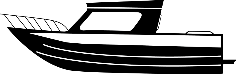 Pin Fishing Boat Clipart Black White - Boat Black And White (800x251)