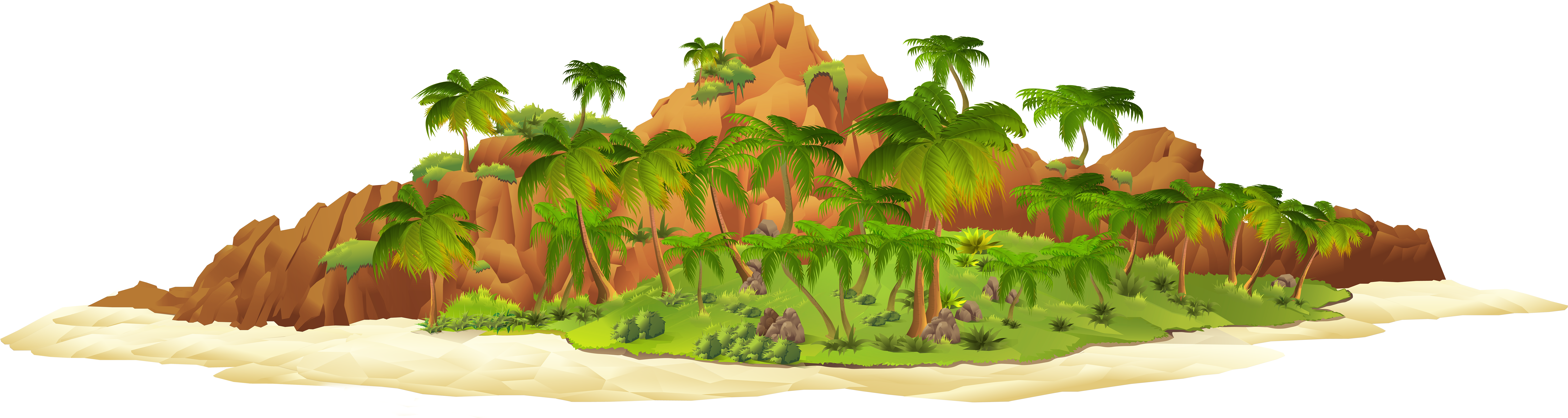 Island With Palm Trees Png Clip Art - Island Clipart (8000x2194)